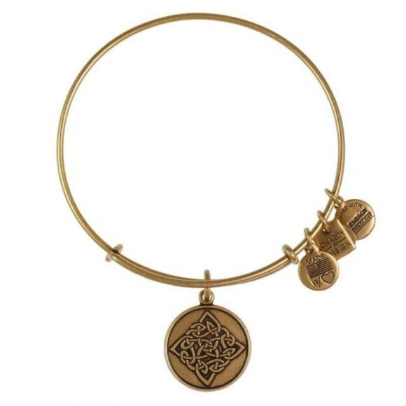 ALEX AND ANI Celtic Knot Charm Bangle in Rafaelian Gold Finish - Picture 1 of 5